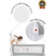 Umaybebek 150X50 cm Yatak Bariyeri Gri Renk Dayanıklı Metal Aksam ve Leke Tutmayan Kumaş
