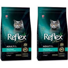 Reflex Plus Tavuklu Yetişkin Kedi Maması 1,5 kg 2'li Set Sterilised Premium Kalite