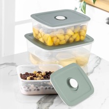 Qlux Ideas Vakumlu 3’lü Saklama Kabı Seti | Bpa Free Sağlıklı Sızdırmaz Gıda Saklama Kapları