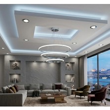 Lzy Avize Store 3’lü Çember Modern Krom Avize – Salon & Yemek Masası Sarkıt Aydınlatma