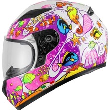 Sway SW-815K Ocean White Pink Full Face Çocuk Kaskı - Motodede