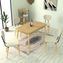 Vilinze Deniz Sandalye Avanos Ahşap Mdf Açılır Mutfak Masası Takımı - 70X120+30 cm