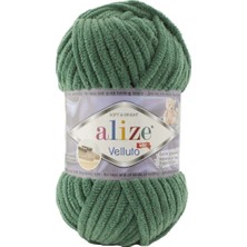 Alize 532 Çam Yeşili Velluto Kadife El Örgü İpliği %100 Polyester 100 g Örgü İçin Uygun
