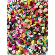 Hedef Bijuteri Polimer Kil Fimo Cupcake Pasta Dondurma Figür Boncuk 100 Adet Renkli Plastik