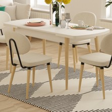Vilinze Deniz Sandalye Golf Ahşap Mdf Açılır Mutfak Masası Takımı - 70X120+30 cm
