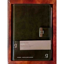 Gıpta Exclusıve Prıme Vıp Spiralli Sert Kapak  Özel Kutulu Deri Kapak Defter - 19X26 cm 120 Yp Kareli Ajanda Siyah