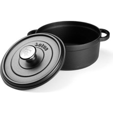 Lotus Döküm    24 cm Yuvarlak Derin Tencere  Mat Siyah