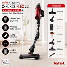 Tefal TY2098WO X-Force Flex 9.60 Animal Care Kablosuz Şarjlı Dikey Süpürge 100 Air Watt