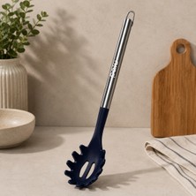 Palu Silikon Makarna Servis Kaşığı Çelik Saplı Isıya Dayanıklı Spagetti Kaşığı