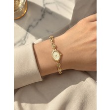 Boris Accessory Kadın Gold Damla Taşlı Bileklik & Zarif Şık Tasarım Kol Saati
