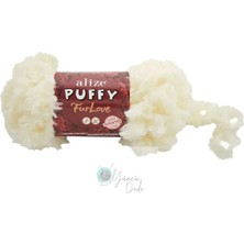 Alize ( 5 Adet ) Puffy Furlove 62 Elle Örülen Kalpli Yastık Bebek Battaniyesi Örgü Ipi Kürk Yapılı Puffy
