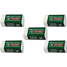 Faber-Castell Küçük Boy Beyaz Silgi 5'li PVC Free Ergonomik Tutuş ile Kurşun Kalem İzlerini Silme