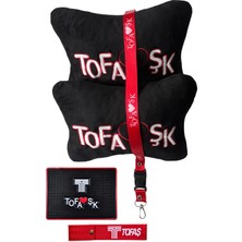 Tusba Market Tofaşk Polar Araç Seyahat Nakışlı Siyah Boyun Yastığı & Tofaş Oto Aksesuar