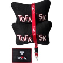 Tusba Market Tofaş Uyumlu Polar Araç Seyahat Nakışlı Siyah Boyun Yastığı & Tofaşk Araç İçi Aksesuar