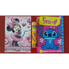 Ada Çanta Kırtasiye 2 Adet Stickerli Karakter Figürlü Boyama Kitabı ve 12 Li Tüp Kuru Boya Kalemi HA891296