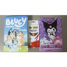 Ada Çanta Kırtasiye 2 Adet Stickerli Karakter Figürlü Boyama Kitabı ve 12'li Kuru Boya Kalemi AD600652