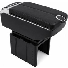 Mega Oto Market USB Aktarmalı Universal Kolçak Kol Dayama Çift Açılır Siyah Renk