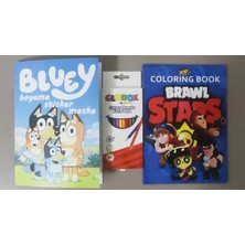 Ada Çanta Kırtasiye 2 Adet Stickerli Karakter Figürlü Boyama Kitabı ve 12'li Kuru Boya Kalemi AD600814