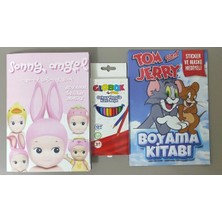 Ada Çanta Kırtasiye 2 Adet Stickerli Boyama Kitabı ve 12'li Kuru Boya Kalemi UZ600479