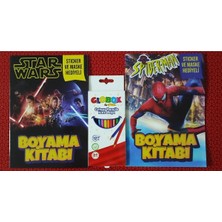 Ada Çanta Kırtasiye 2 Adet Stickerli Karakter Figürlü Boyama Kitabı ve 12 Li Kuru Boya Kalemi CS6630447