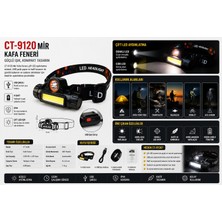 Cata Mir Kafa Feneri CT-9120 Su Geçirmez USB Şarjlı 4 Saat Çalışma Süresi ile Güçlü LED Aydınlatma