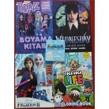 Ada Çanta Kırtasiye 4 Adet Stickerli Karakter Figürlü Boyama Kitabı ve 12 Li Pastel Boya Kalemi BY610087
