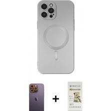Pileli Store Pilelistore™ iPhone 12 Pro Max Kılıf Akış Minimal Özel Seri - Siyah Mat Seramik Nano Ekran Koruyucu + Neon Fosforlu Kamera Lens - Sı