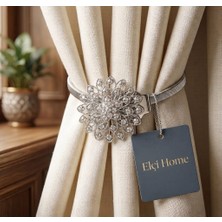 Mıknatıslı Çiçek Perde Tokası - Gri Çiçek Perde Tokası Yaylı 1 Adet - Elçi Home