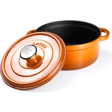 Lotus Döküm    24 cm Yuvarlak Derin Tencere  Degrade Turuncu