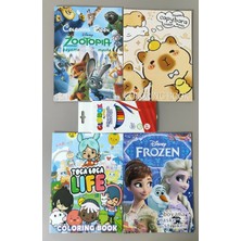 Ada Çanta Kırtasiye 4 Adet Stickerli Karakter Figürlü Boyama Kitabı ve 12 Li Kuru Boya Kalemi VY8991104