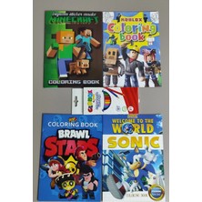 Ada Çanta Kırtasiye 4 Adet Stickerli Karakter Figürlü Boyama Kitabı ve 12'li Kuru Boya Kalemi AD71230