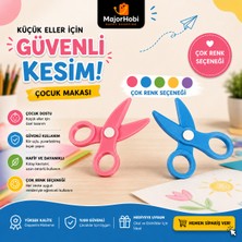 Major Hobi Çocuk Kağıt Makası 2’li Set – Güvenli Uçlu Renkli Makas - Mavi & Pembe