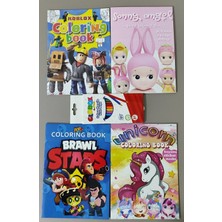Ada Çanta Kırtasiye 4 Adet Stickerli Karakter Figürlü Boyama Kitabı ve 12'li Kuru Boya Kalemi AD9701