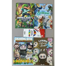 Ada Çanta Kırtasiye 4 Adet Stickerli Karakter Figürlü Boyama Kitabı ve 12 Li Kuru Boya Kalemi AD2424