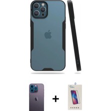 Pileli Store Pilelistore™ iPhone 12 Pro Max Kılıf Atlas Asil Serisi - Siyah Joko 5d Cam + Neon Fosforlu Kamera Lens - Mı