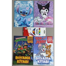Ada Çanta Kırtasiye 4 Adet Stickerli Karakter Figürlü Boyama Kitabı ve 12 Li Kuru Boya Kalemi AD200718
