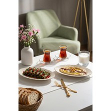 Porsima 4449 Tiffany Porselen Platin Fileli Kayık Tabak Seti - Oval Kahvaltılık Sunumluk Seti 25CM