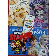Ada Çanta Kırtasiye 4 Adet Stickerli Boyama Kitabı ve 12 Li Kuru Boya Kalemi CF8900005