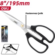 Deli Paslanmaz Çelik Güçlü Makas Siyah 195MM