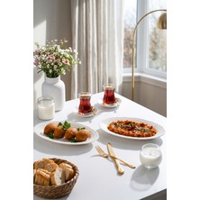 Porsima 4450 Tiffany Porselen Kayık Tabak Seti - Oval Kahvaltılık Sunumluk Seti 25CM
