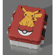 Print Zone Pikachu Kabartmalı Zırhlı Pokemon Kart Kutusu - Koruyucu Kılıflı (Sleeve) Kartlara Uyumlu Kilitli Deck Box