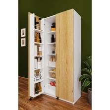 Asra Trend Lüks 2 Kapılı Çok Amaçlı Kiler Dolabı %100 MDF Erzak Organizer Mutfak Dolabı MK02