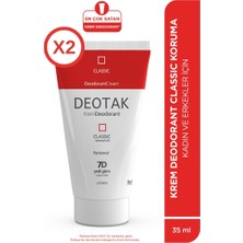 Deotak Krem Deodorant - Klasik Unisex Parfüm, 35 ml x 2 Adet, Koltuk Altı, El ve Ayak Kullanımı için Uygun