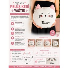 Ett Kaia Life Peluş Kedi Yastık 30 cm – Meow Yazılı Yumuşak Dekoratif Kedi Yastığı, Çocuk ve Yetişkin İçin Sevimli Peluş Yastık