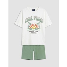LC Waikiki Lcw Kids Beyaz Baskılı Erkek Çocuk Takım