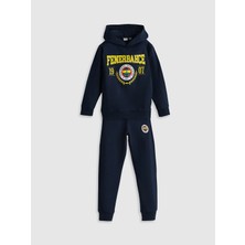 LC Waikiki Lcw Kids Lacivert Kapüşonlu Fenerbahçe Baskılı Erkek Çocuk Eşofman Takım