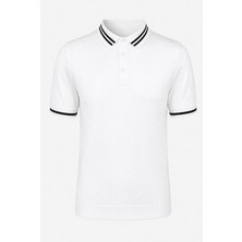 Trender Düğmeli Beyaz Siyah Erkek Polo Yaka T-Shirt 17351