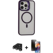 Pileli Store Pilelistore™ iPhone 15 Pro Max Kılıf Ahenk Klasik Özel Seri - Siyah 3D Antistatik Mat Seramik Nano Ekran Koruyucu + Raze Metal Kamera Lens - Tmgı