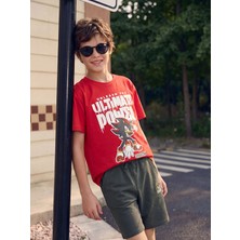 LC Waikiki Lcw Kids Kırmızı Sonic Baskılı Erkek Çocuk Tişört ve Şort