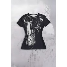 Köstebek Siyah Vintage Angel Affliction Cyber Grunge Y2K Kısa Kollu Crop